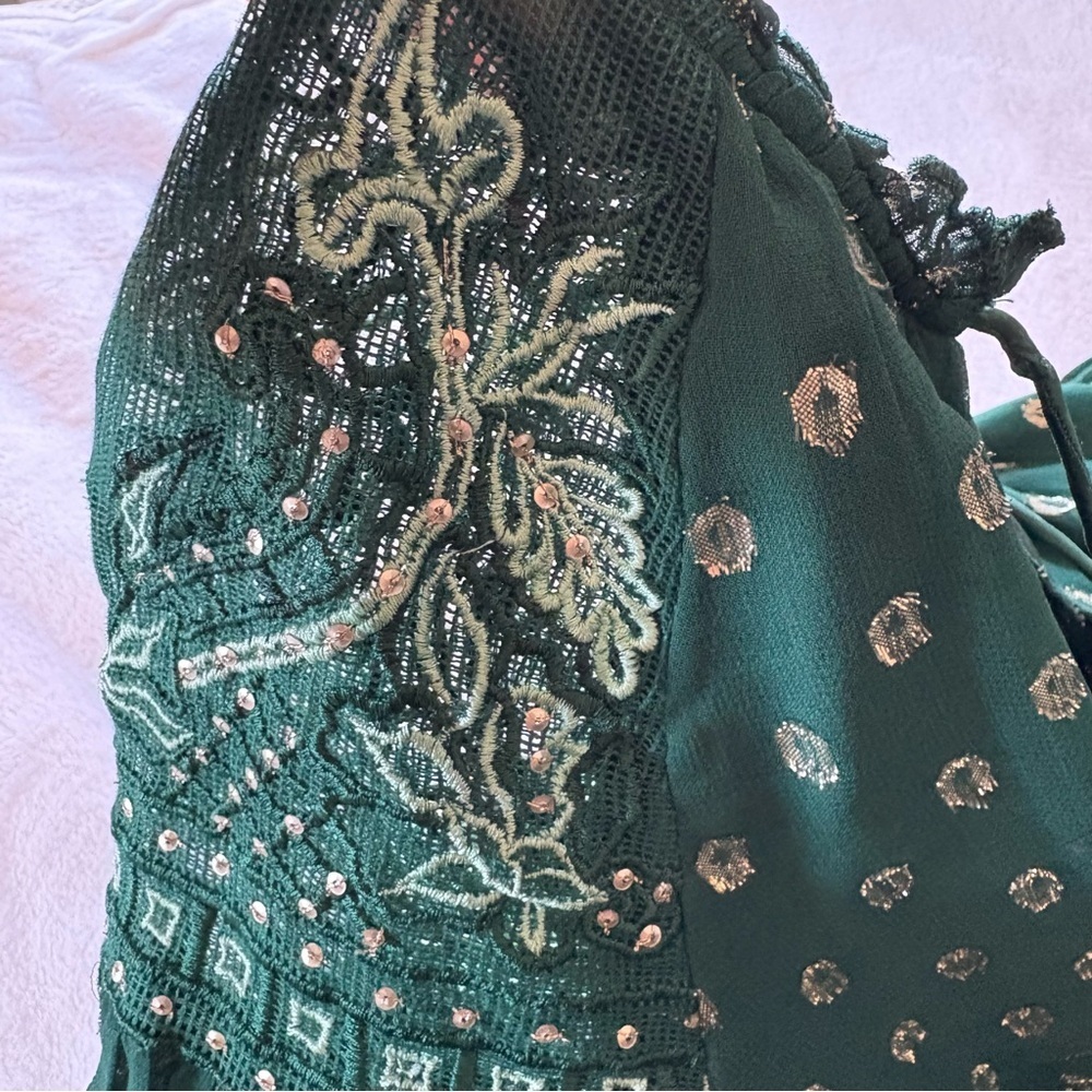 Ranna Gill Anthropologie Hazel Embroidered Tunic Sz M Long Slv Peasant Smocked - Picture 10 of 15